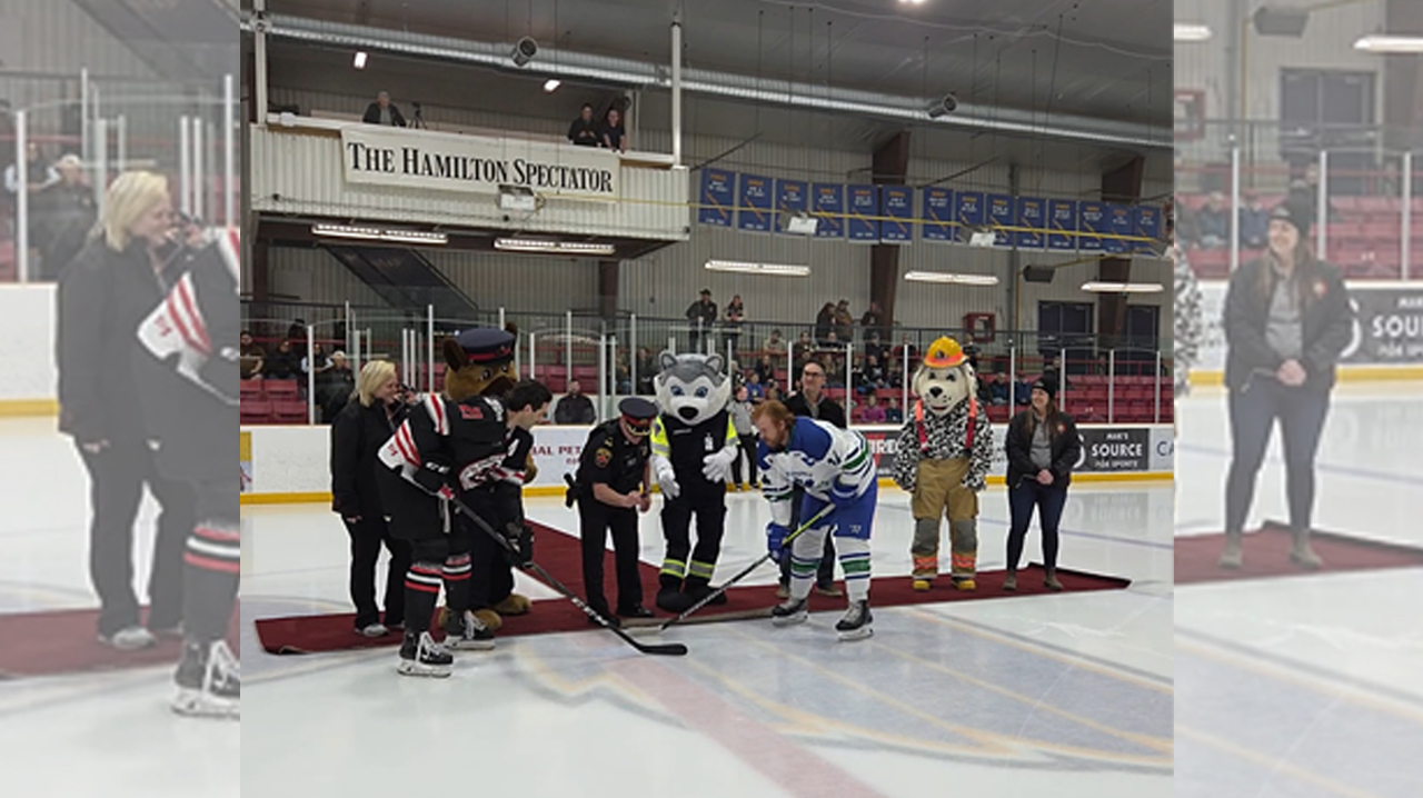 Ceremonial puck drop with first responders