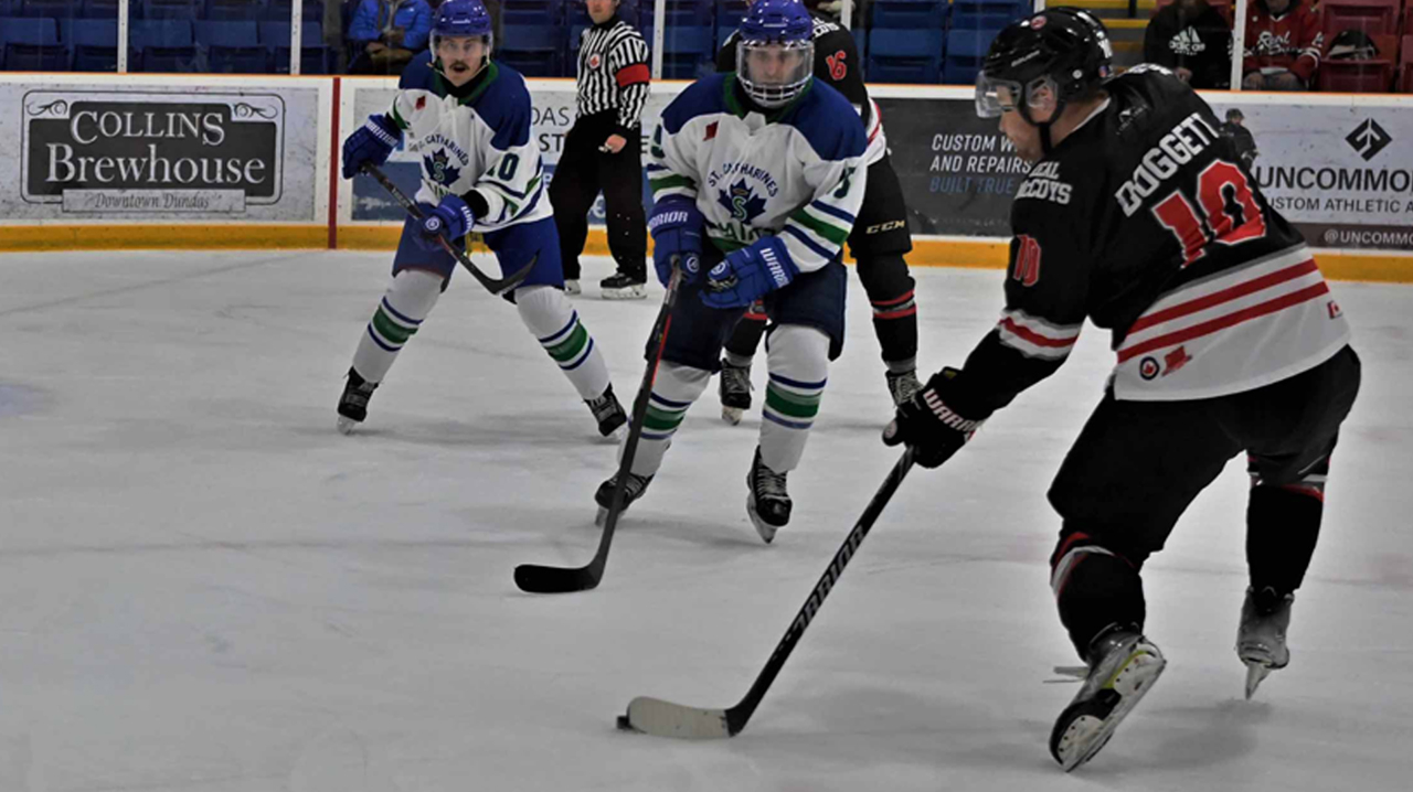 Holden taking a shot on the St. Catharines net