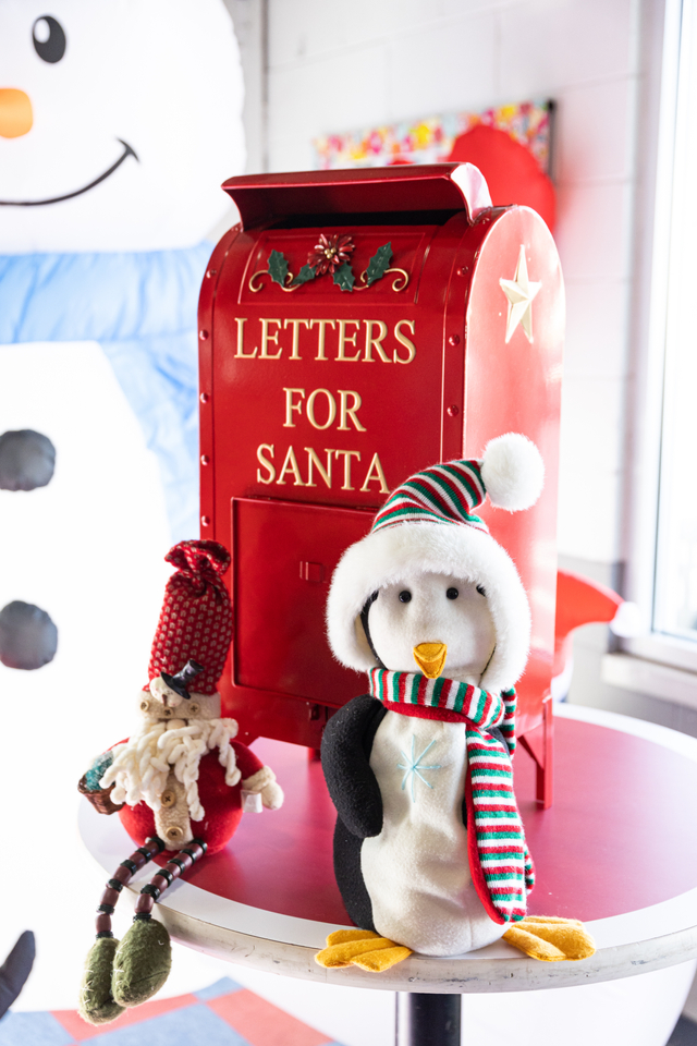 Red colored Letters to Santa mailbox at Marple sports arena