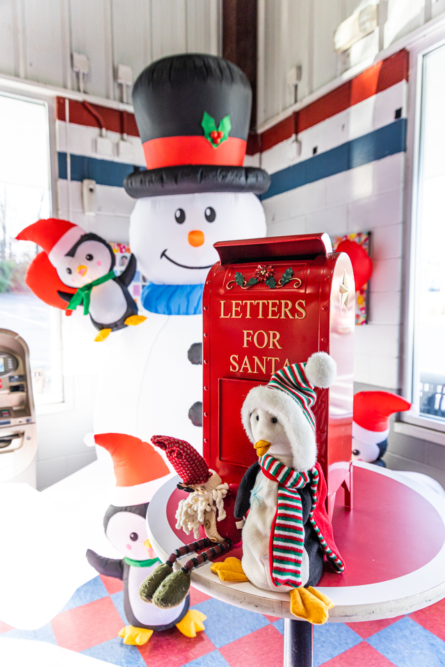 Frosty blow up with a Red Letters to Santa mini mailbox