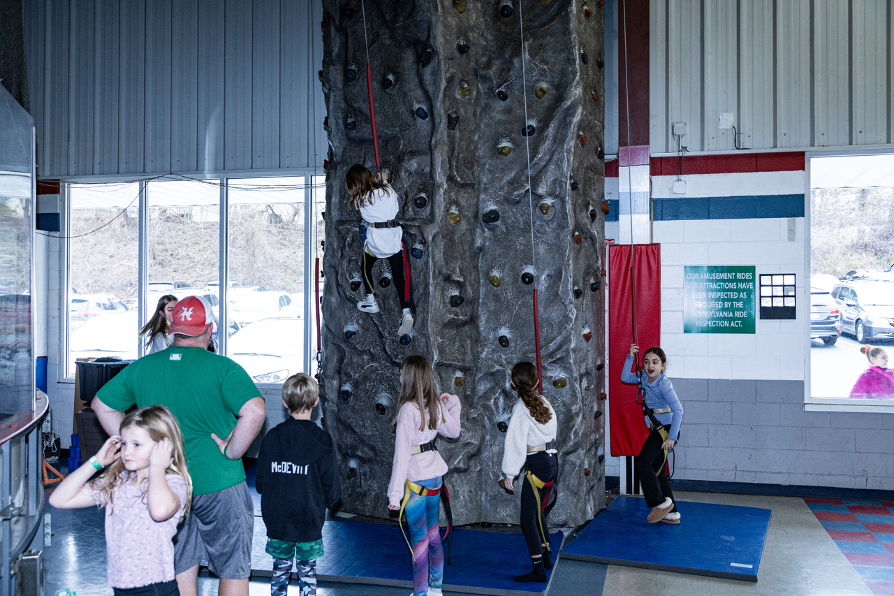 Marple Sports rockwall in use during public skate
