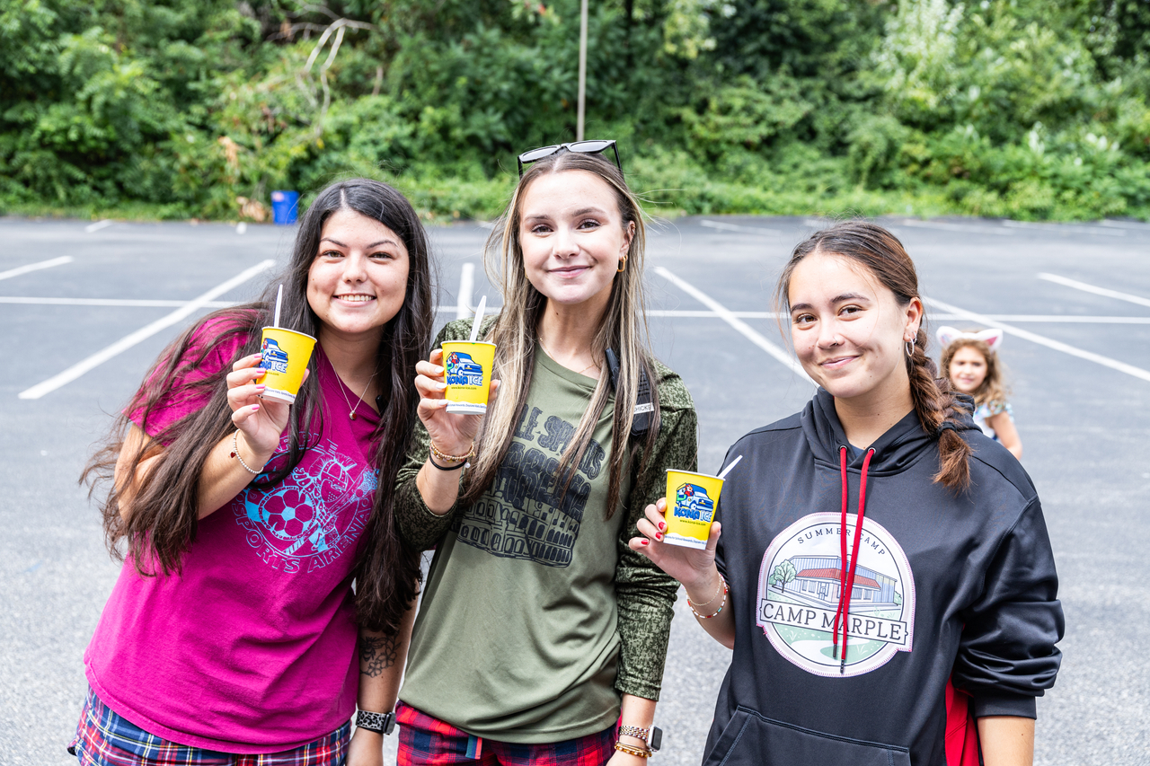 3 camps staff enjoy water ice at camp marple