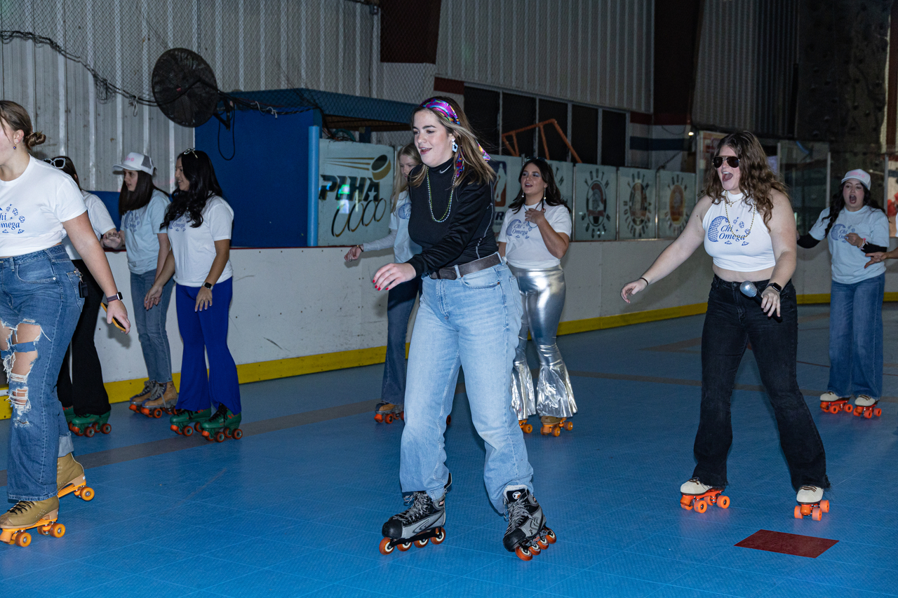 college coeds skating at Marple
