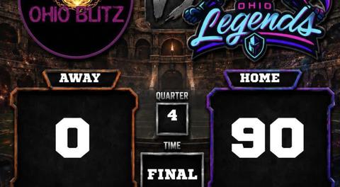 Ohio Legends Break AAL2 Record In Points With 90 And Held The Blitz To A Shutout In The Process