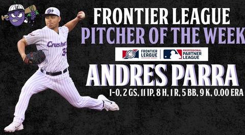 Andres Parra Given Frontier League Pitcher of the Week Honors
