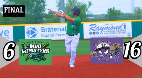 Crushers Crank Five Homers, Pummel Mud Monsters 16-6 to Win Series