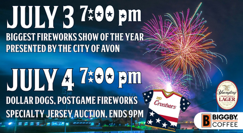 Crushers Sporting “America’s 250th Birthday” Jerseys on July 4th, Jersey Auction Now Live