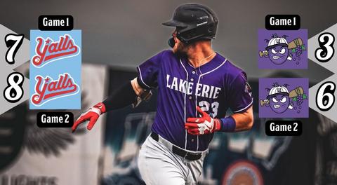 Parks Breaks Franchise Record in Homers, Watkins Reaches Milestone as Grapes Fall in Doubleheader
