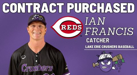 Crushers’ Catcher, Youngstown Native Ian Francis Signed by Cincinnati Reds