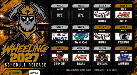 WHEELING MINERS ANNOUNCE 2027 SEASON SCHEDULE