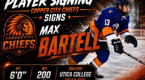 COPPER CITY CHIEFS SIGN ROME NATIVE MAX BARTELL