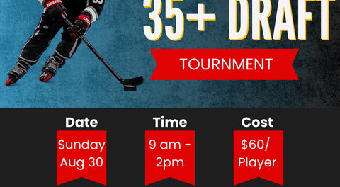 35&over Draft Tournament. Sunday August 30th 9am-2pm, Last day to Register Monday August 10th!