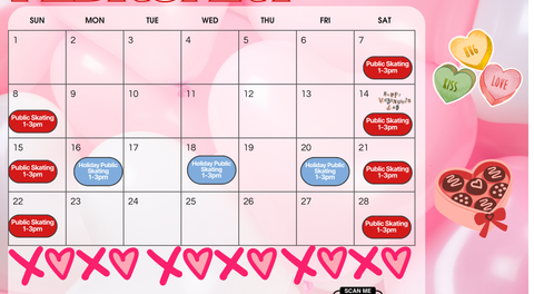 Presidents Day/Week Public Skating Schedule! Monday, Wednesday and Friday 1-3pm