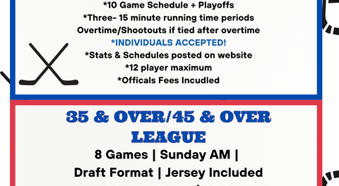 Fall Adult Roller Hockey League registration opens Monday August 3