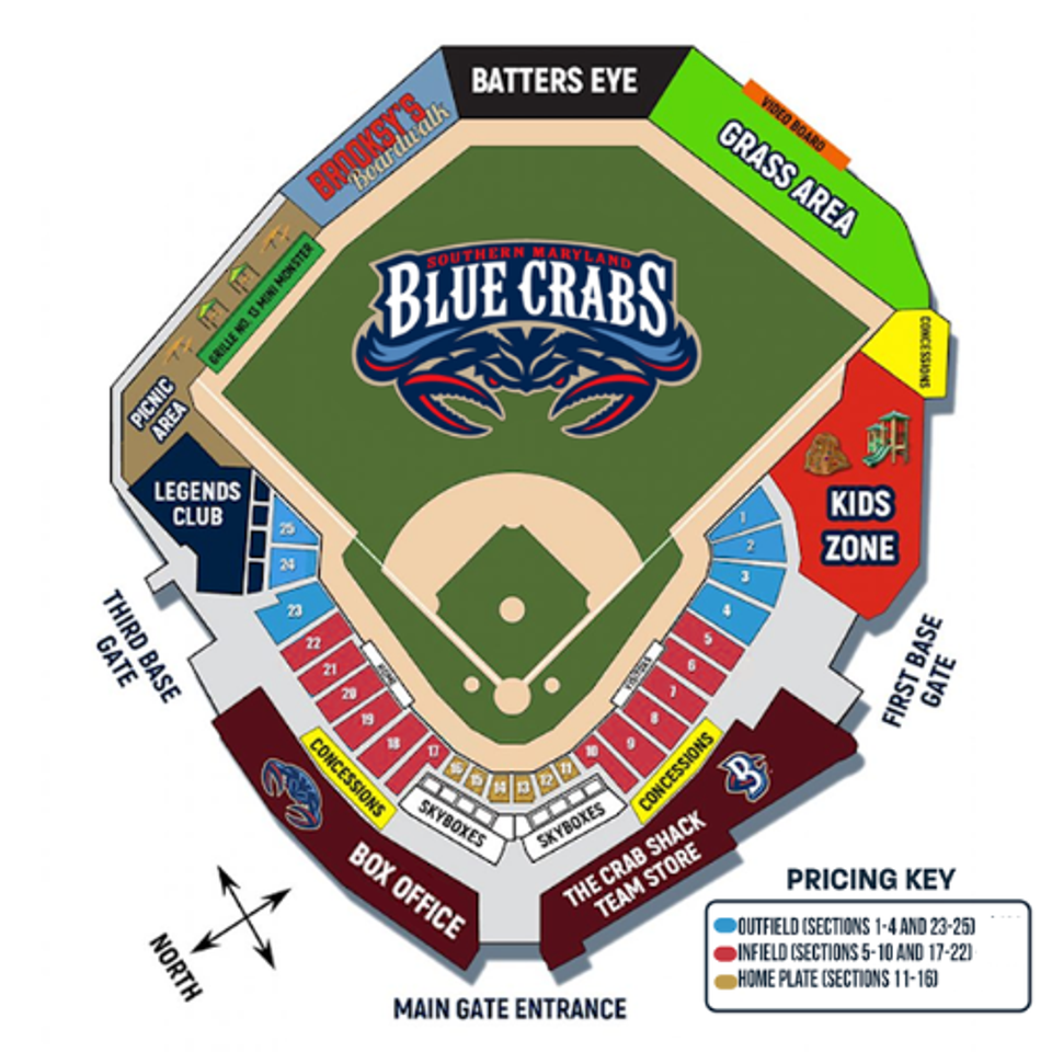 Seat Map | Southern Maryland Blue Crabs