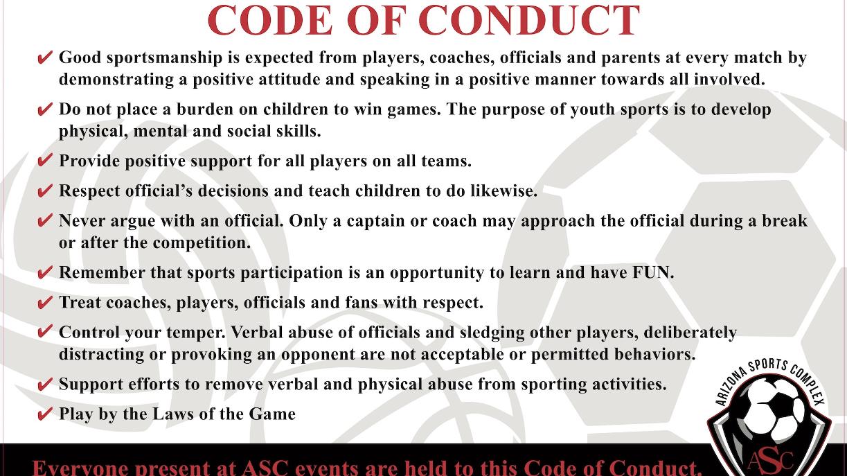 News Code of Conduct Arizona Sports Complex