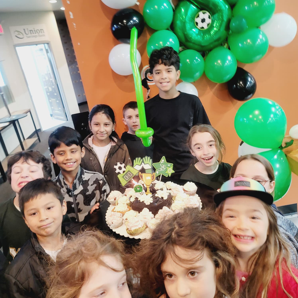 Birthday group with cake