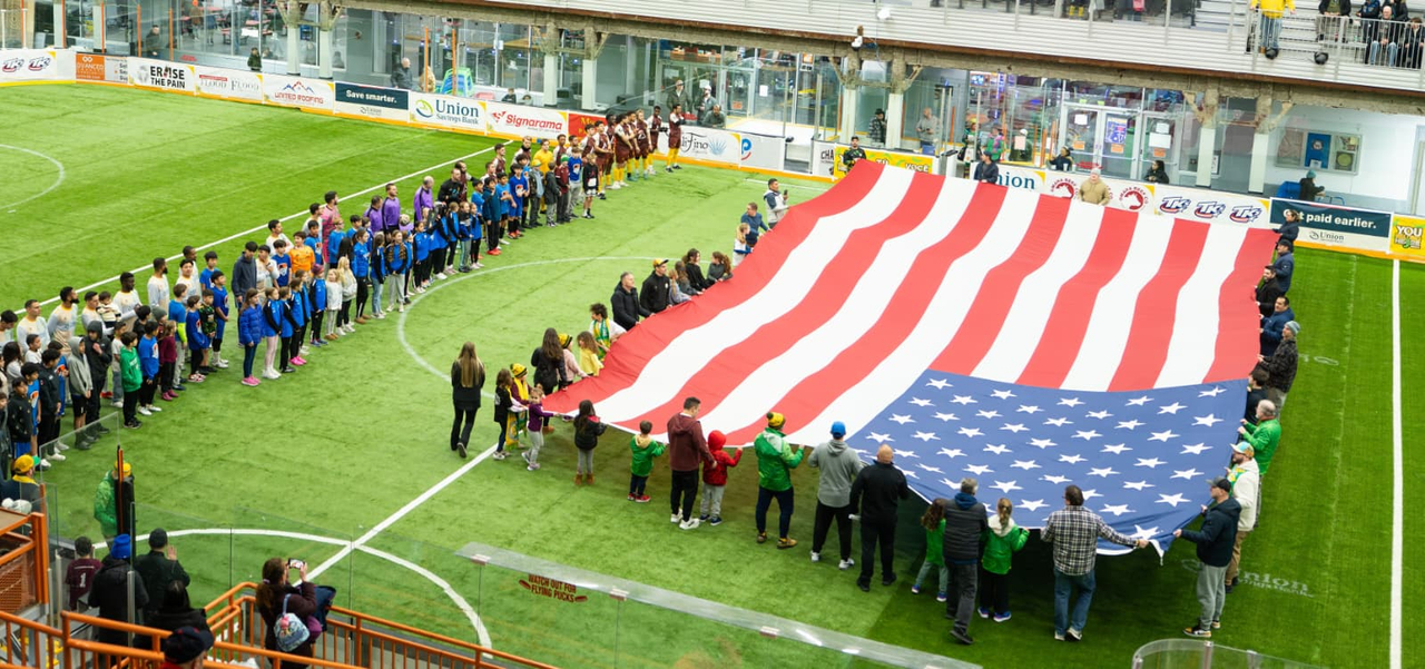 Kids on the field during anthem
