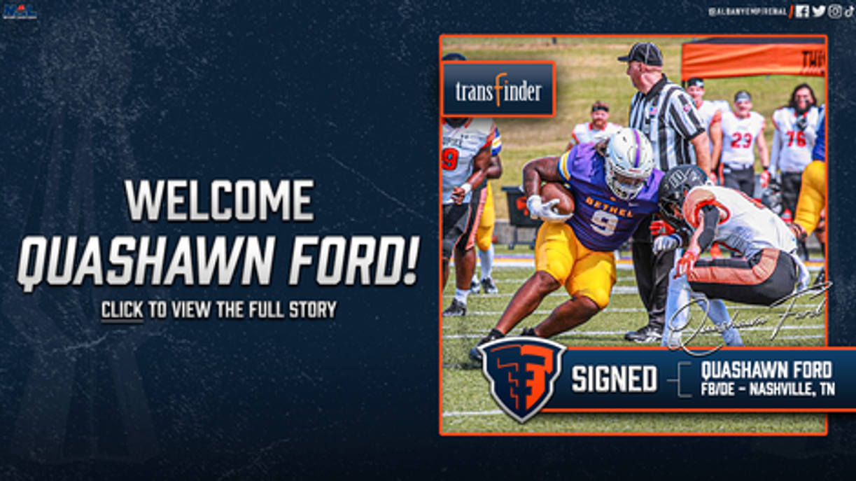 News FB/DL QUASHAWN FORD SIGNS WITH ALBANY National Arena League