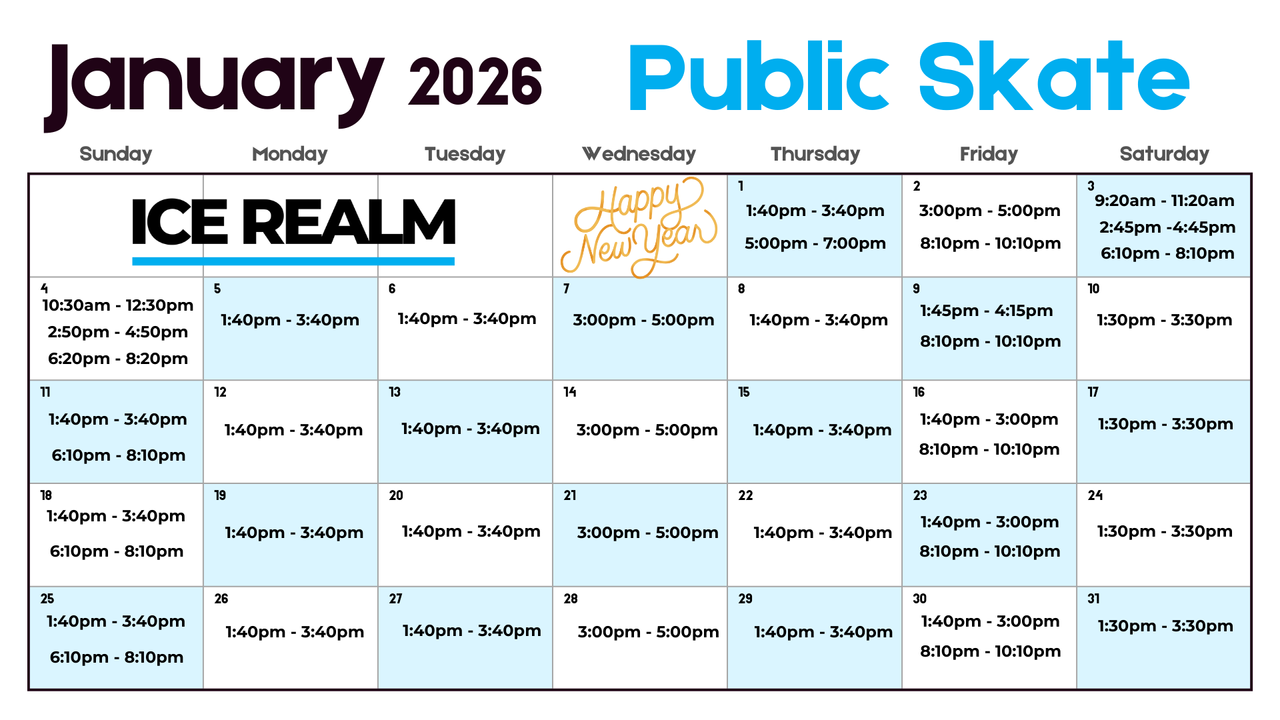 January Public Skate Schedule