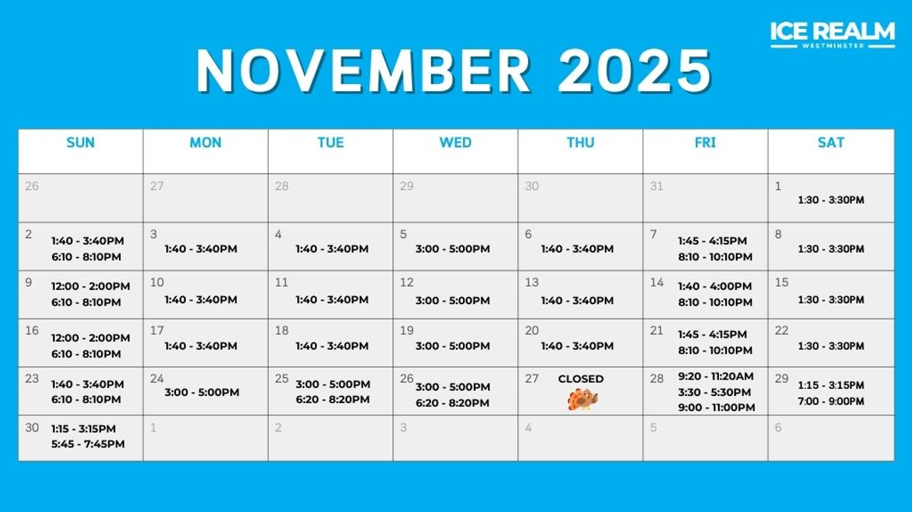 November Public Skating Calendar