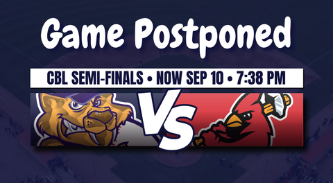 Cardinals, Baycats Game Four Postponed to Thursday September 10 at 7:38 p.m. due to weather