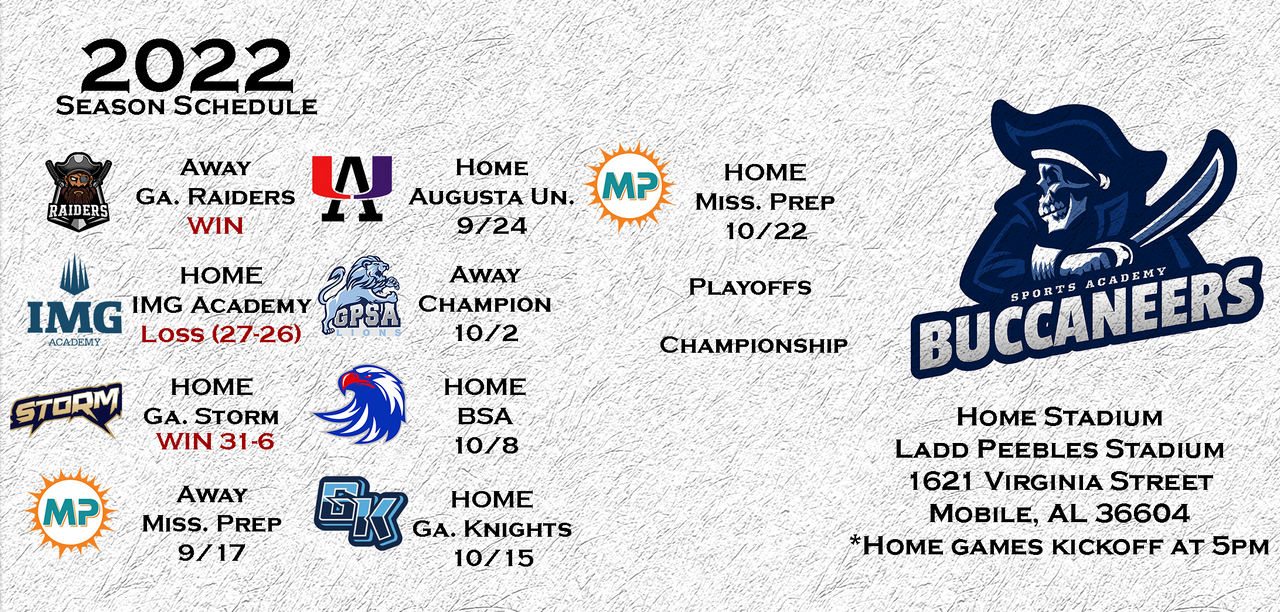 2022 Schedule - The Official Website of Buccaneers Sports Academy 2022 Schedule - The Official Website of Buccaneers Sports Academy