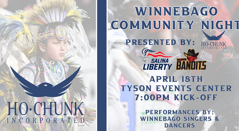 4th Annual Winnebago Community Night - Sioux City Bandits vs Salina Liberty