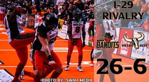 Bandits Dominate Omaha in 26-6 Road Victory
