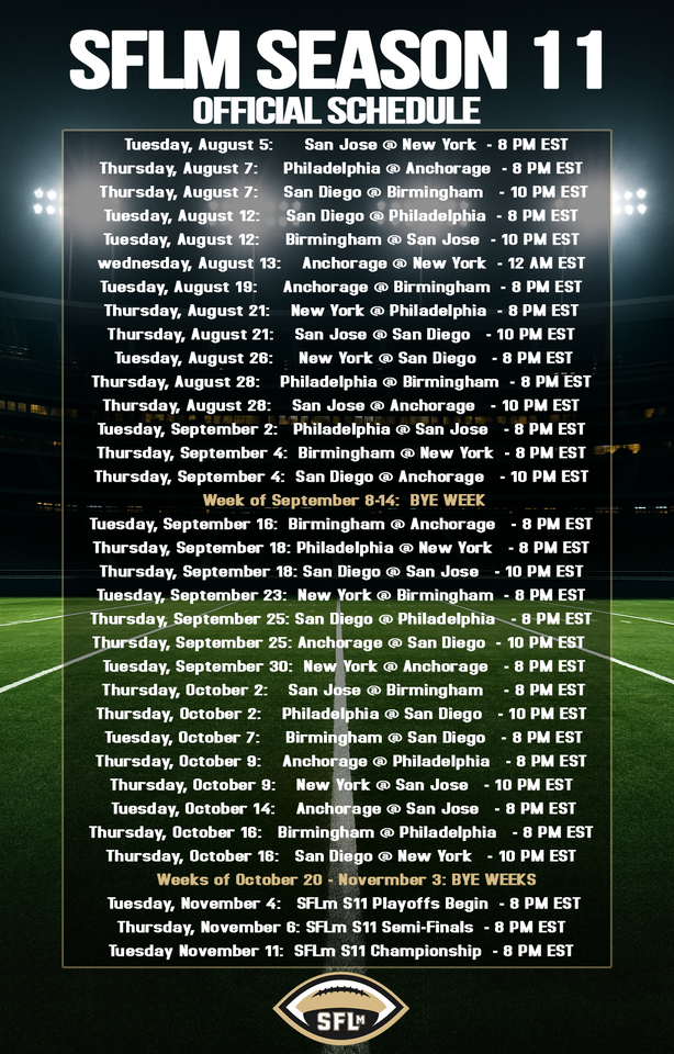 SFLm S11 Schedule