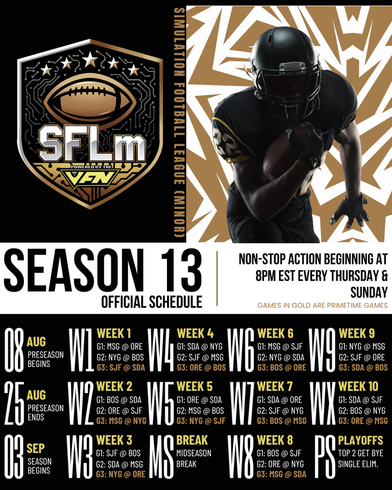 SFLm Season 13 Schedule