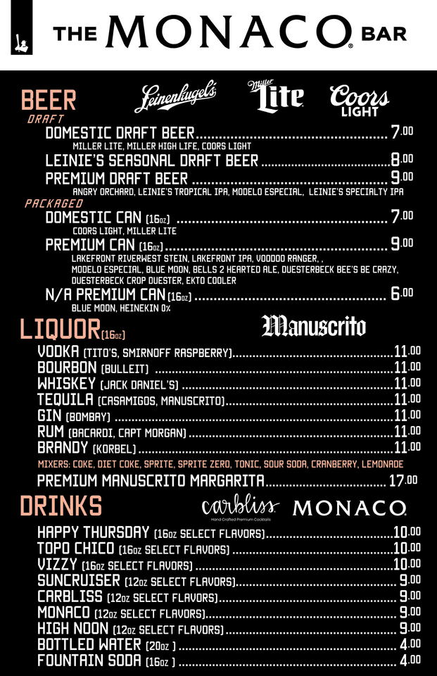 Milkmen Menu