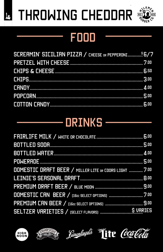 Milkmen Menu