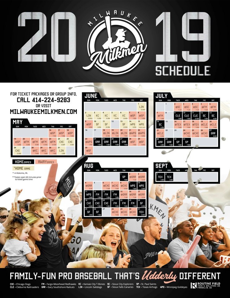 Printable Program - Milwaukee Milkmen graphic relating to Flyers Printable Schedule known as Printable Routine - Milwaukee Milkmen