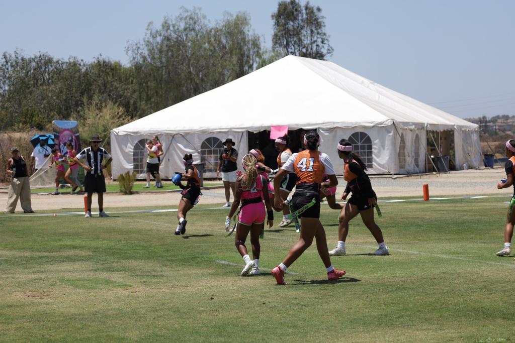 A moment of girls flag football tournament play