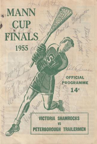 1955 Mann Cup Program Cover with autographs - from the Arnie Ferguson Collection