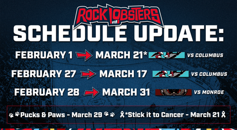 ATHENS ROCK LOBSTERS ANNOUNCE SCHEDULE ADJUSTMENTS & THEME NIGHT UPDATES