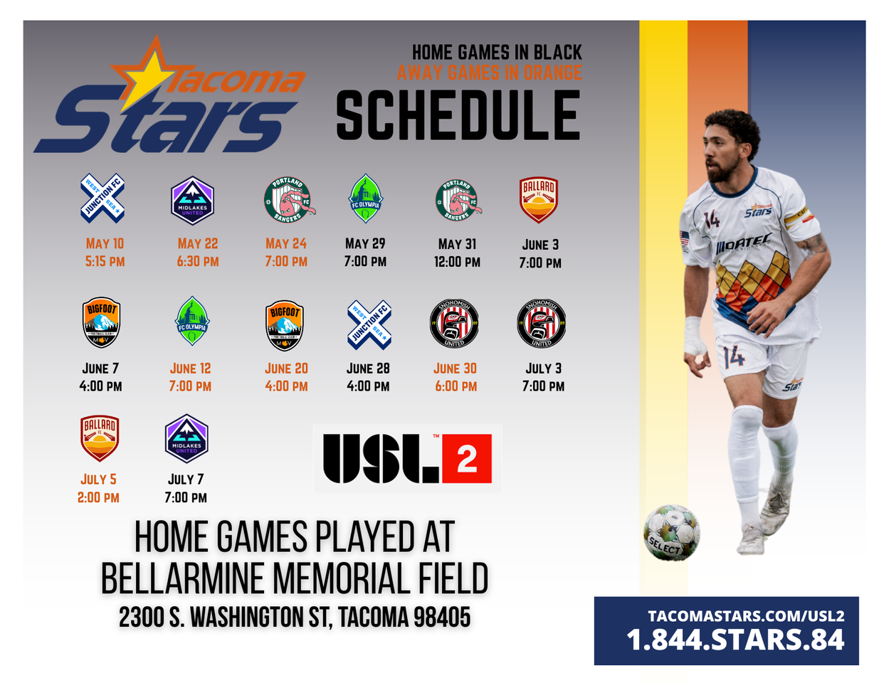 Stars USL League 2 schedule