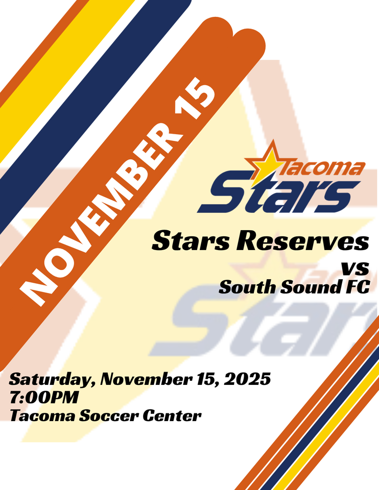 Stars Reserves vs South Sound FC game preview graphic