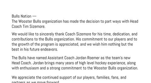 BULLS PART WAYS WITH HEAD COACH