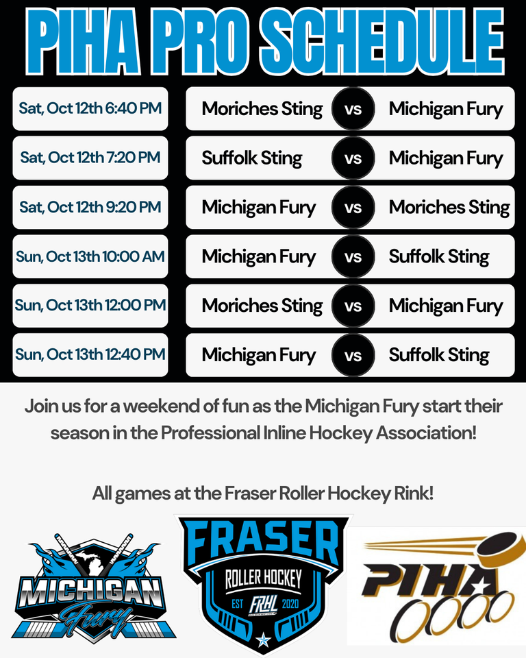 News Michigan Fury PIHA Home Opener this Saturday! Fraser Roller