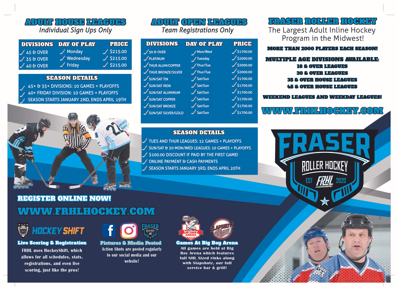Adult Open Leagues Fraser Roller Hockey League