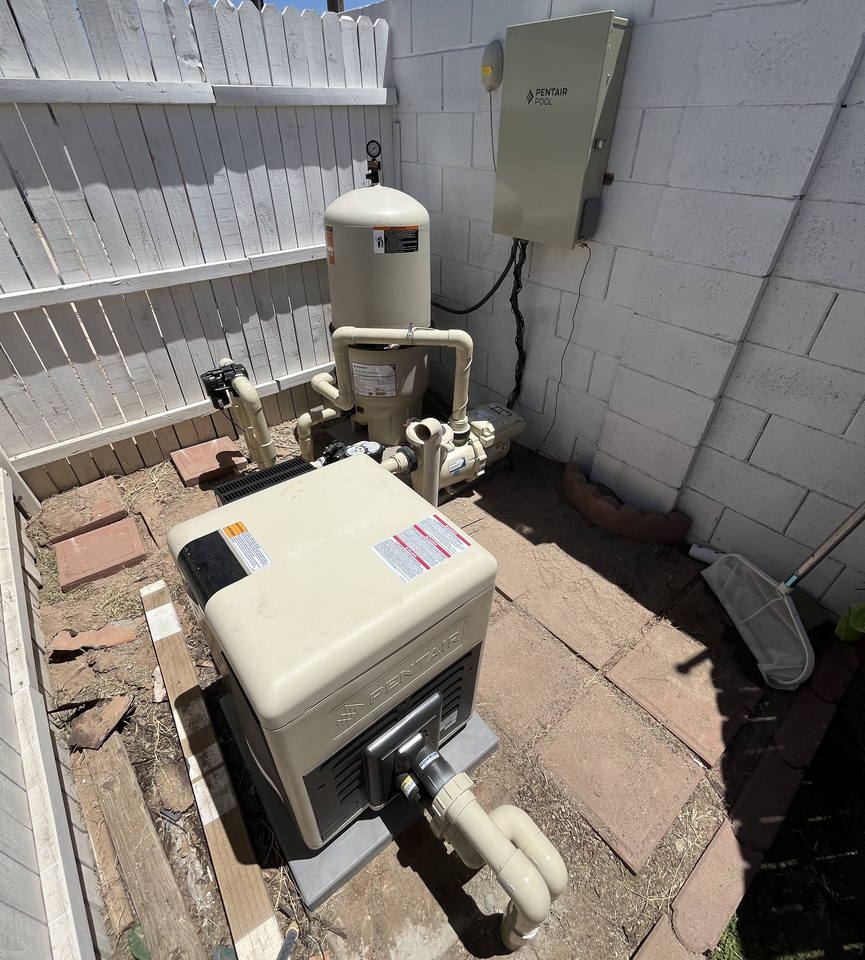 A complete Pentair system with Intellicenter, CCP520 Filter, Inteliflo3 Pump and MasterTemp Heater.