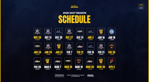 MASL Releases 2026-27 Season Schedule