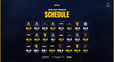 MASL Releases 2026-27 Season Schedule