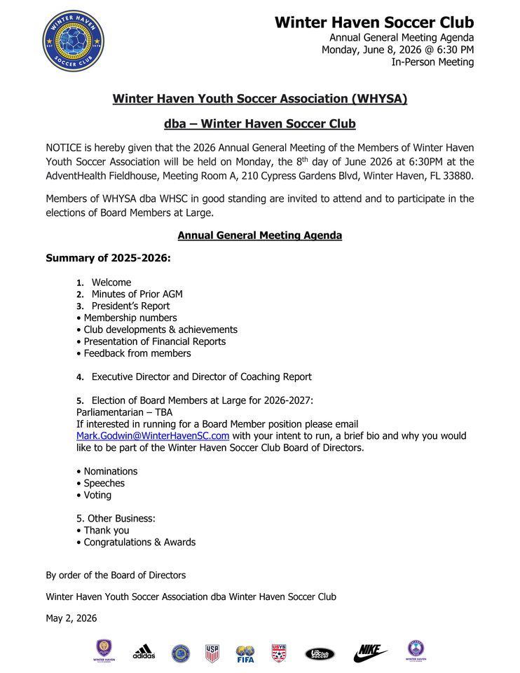 2026 WHSC Annual General Meeting