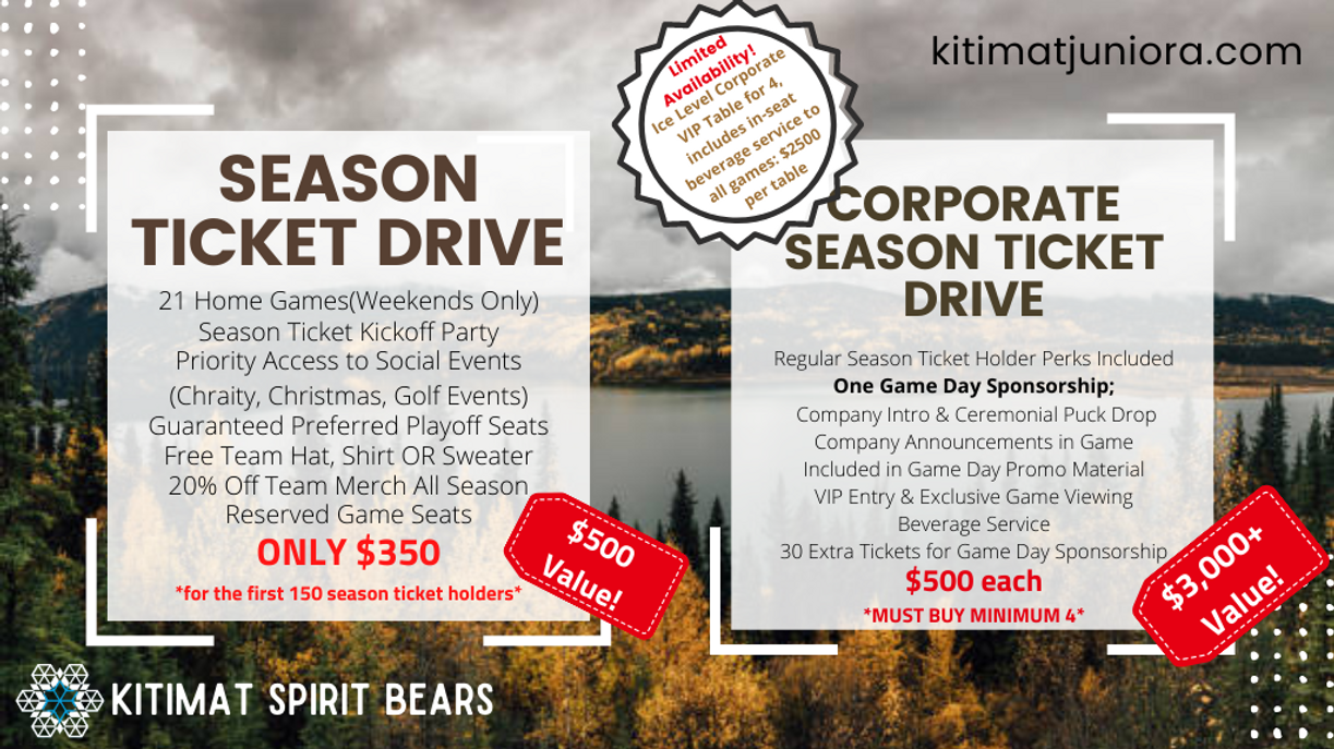 News Season Ticket Drive! Kitimat saax Junior A Hockey Club