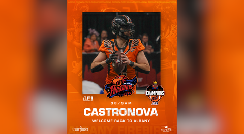 ALBANY FIREBIRDS RE-SIGN 2025 AF1 MOST VALUABLE PLAYER SAM CASTRONOVA