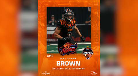 ALBANY FIREBIRDS RE-SIGN 2025 AF1 OFFENSIVE PLAYER OF THE YEAR DUANE BROWN FOR 2026 SEASON