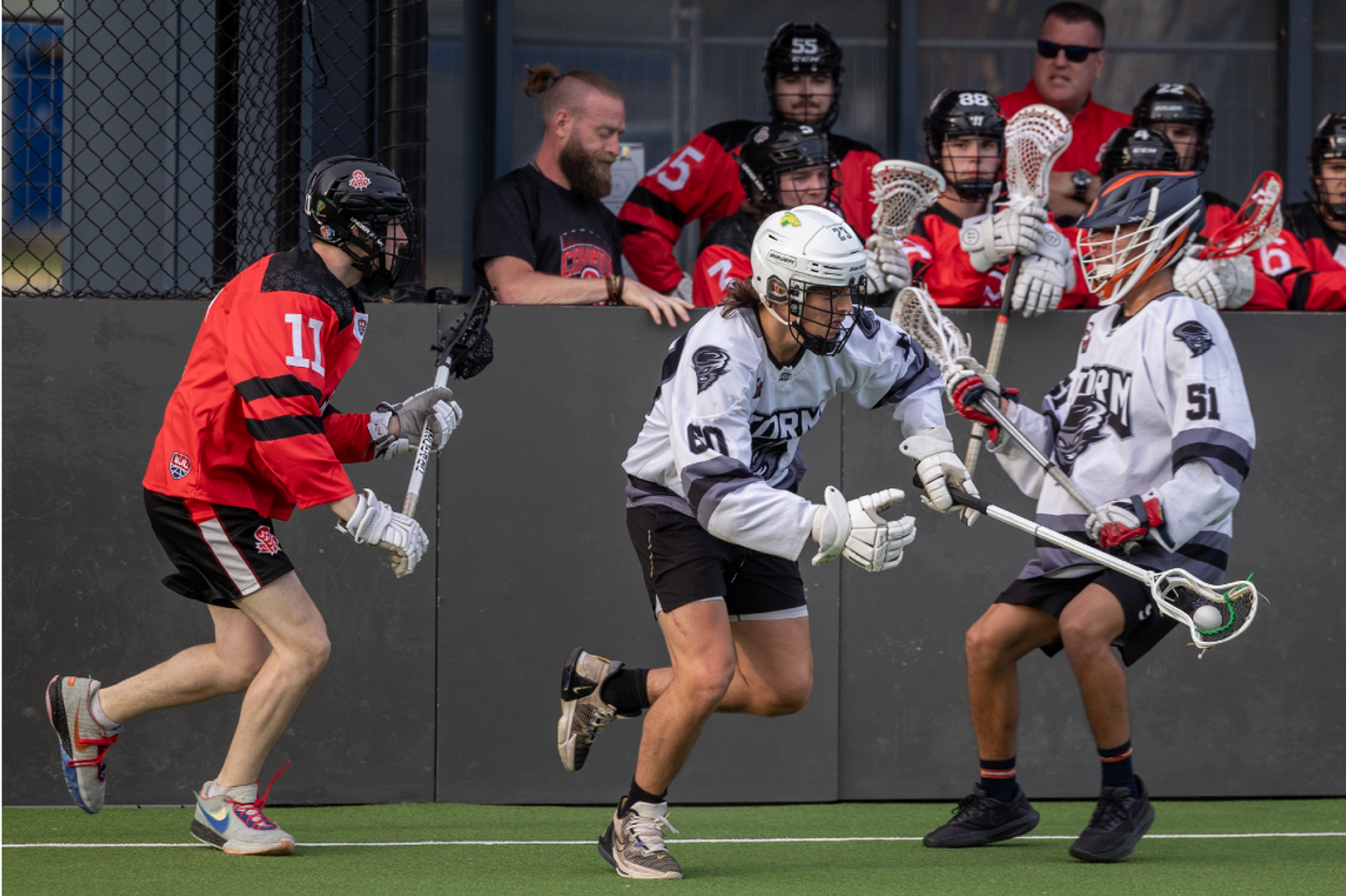 Australian player alludes Canadian defender during round-robin at the 2024 IIJL Commonwealth Cup.